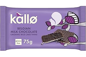 Kallo Organic Belgian Milk Chocolate Thins 75 g – Gluten Free Rice Cake Thins, Light Snack, Vegetarian & Organic Chocolate Treat