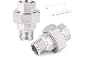 ERGAOBOY 2 pièces 1/2" BSP en acier inoxydable 304 Raccords femelles et mâles, raccords union, adaptateurs filetés pour eau/huile/gaz