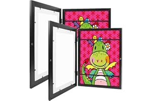 TRAFAGALA 2 Stück Bilderrahmen Kinderzeichnungen A4 Kunst Bilderrahmen Kinder Kunstrahmen Frontöffnung A4 Kunstfoto Rahmen kinder Kunst Bilderrahmen Kids Art Frame Wand Kunst Fotorahmen Schwarz