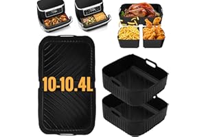 Ninipie Moule Silicone Accessoires Air Fryer pour Ninja Foodi Flex 10,4 L AF500EUCP, 3PCS Plat Silicone pour Airfryer Cosori Twinfry 10L & Ninja Friteuse à Air AF500EUWH/AF500EU