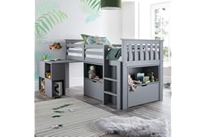 HAPPYBEDS Happy Beds Milo White Wooden Mid Sleeper Kids Bunk Bed with Orthopaedic Mattress 3' Single 90 x 190 cm