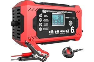 Aibeau Car Battery Charger & Maintainer 6A 12V Smart Battery Charger with LCD Display - For Car, Motorcycle & AGM Batteries