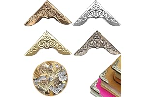 MOECKEARLA 80PCS Book Corner Protectors, Vintage Metal Book Corner Protector, 4 Color Scrapbook Album Notebook Folder Corner Decorative Frame Angle Protector Covers
