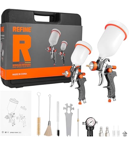 ENDOZER Professionele HVLP Gravity Feed Air Spray Gun Set met 1,4 1,7 2
