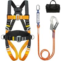 WingFly Harnais De Sécurité Anti-Chute 5 Points - Avec 2 Crochets Et Corde 2m Amortisseur