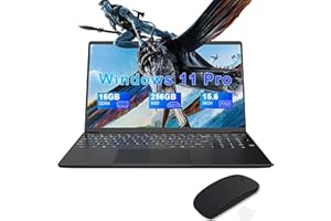 FIRMAST Ordinateur Portable 15,6 Pouces, 16 Go RAM 256 Go SSD, 1 TB Extensible, PC Portable Win 11 Pro, Celeron N4000, FHD IPS 1920 x 1080, 5G WiFi, Bluetooth 5.0, Mini HDMI, Laptop avec Souris sans Fil, Noir