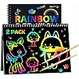 2 Pack Scratch Off Notebooks for Kids, 3-8 Year Old Girls Gifts, Scratch Art Crafts for Girls Toys Age 3-10 Years Old Toys fo