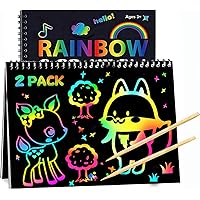 2 Pack Scratch Off Notebooks for Kids, 3-8 Year Old Girls Gifts, Scratch Art Crafts for Girls Toys Age 3-10 Years Old Toys fo