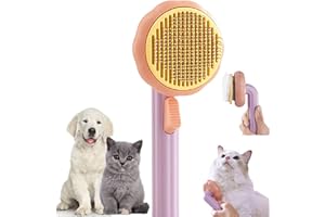 Laadi Cat Brush Dog Brush- Self-Cleaning Cat Grooming Brush, Slicker Brush, Cat Comb for Puppy Massage Removes Mats, Undercoat, Tangles and Loose Fur, Cat Brush for Long Short/Short Haired Cats Dogs