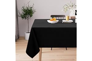 Homaxy Obrus na stół, zmywalny, z efektem lotosu, prostokątny, 140x100 cm, odporny na wodę, z poliestru, łatwy w pielęgnacji, do kuchni na imprezę, czarny
