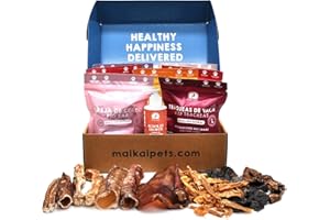 MAIKAI Pack de Chuches para Perros + Aceite de Salmón 250 ml - Snacks 100% Naturales - Caja Regalo Navidad Perro - Premios Saludables