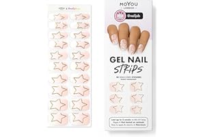MOYOU LONDON Semi Cured Gel Nail Wraps, 20 Pcs Gel Nail Polish Strips for Salon-Quality Manicure Set with Nail File & Wooden Cuticle Stick (UV/LED Lamp Required) - Nailjob 02