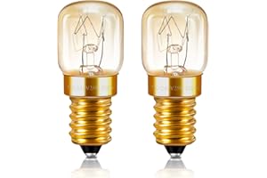 Caldarax Bombilla Horno 300 Grados T22 E14 Regulable, 120LM Blanco Cálido 2700K, AC 220V-240V, Bombilla SES E14 para Horno, Microondas, Luz de Nevera, Lámpara de Sal, 2 Piezas