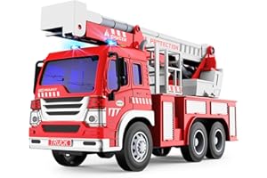 GizmoVine Feuerwehrauto Groß, Feuerwehr Spielzeugauto mit Drehleiter, Sound und Licht, Große Auto Spielzeug Modell, Geschenke für Jungen Mädchen, Kinder Fire Truck Fahrzeuge ab 3 4 5 6 7 8 Jahre