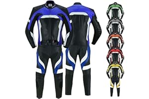 ‎GERMAN WEAR German Wear Motorradkombi Herren 2-teiler Biker Lederkombi aus Kalbsleder - mit alle Protektoren, abmehmbar & waschbar Thermofutter, Verstellbarer Taillengürtel und Reißverschluss-Taschen