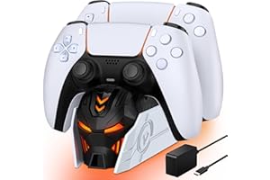 ALEEMTRY Stazione di ricarica per controller PS5, stazione di ricarica PS5, controller con alimentatore di rete UE, aspetto fresco, 2-3 ore, ricarica rapida, stazione di ricarica PS5, controller per