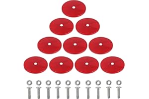 Yinaolan Pack of 10 Red round reflectors for more safety in road traffic - E4 tested, Ø82mm for cars, trucks, caravans, motorcycles