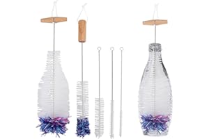 Lifuncren Lot de 5 Goupillon Bouteille, Brosse Bouteille Compatible avec Les Bouteilles en Verre Sodastream, Doux et sans Rayures Brosse de Nettoyage pour Bébé Biberon, Tasses (Blanc)