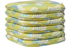 RACE LEAF Garden Chair Cushions,Chair Pads,Seat Pads for Dining Chairs,Cover Indoor Outdoor Seat Pad Cushions,for Your Living Room, Patio,Car,And More (Round Pack of 6, Printed)