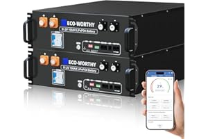ECO-WORTHY 2PACK LiFePO4 48V 100Ah V3 Bluetooth mit 100A BMS,10.24kWh 3U Gehäuse Server Rack Lithiumbatterie mit Unterstützt CAN&RS485 für Solaranlage Komplettset,Photovoltaikanlage