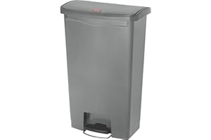 Rubbermaid Commercial Products Slim Jim 1883604 68 Litre Front Step Step-On Resin Wastebasket - Grey
