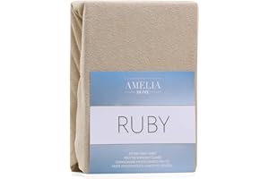 AmeliaHome Spannbettlaken 100x200-120x200 cm Frottee Baumwolle Spannbetttuch, Dunkelbeige