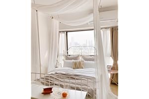 HanYun Himmelbett Vorhänge Organza Stoff Hochzeit Vorhang Weiß Fenster Deko Tüllstoff Meterware Transparent für Betthimmel Doppelbett Hochzeit Traubogen Boho deko (29.5x228)