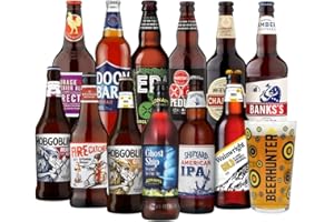 LZBBD Best of British Real Ale Mixed Case of 12 Classic Beers & Pint Glass - Wychwood, Marston's, Wainwright's, Shipyard, Sharp's, Banks