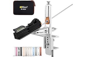 STRIXORN Afilador de precisión para cuchillos 15-30° ángulo, Kit portátil de afilado con 12 piedras para cocina/camping, Sistema profesional de afilado con base interior/exterior