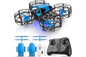 4DRC V18 Mini Drone with 2 Control Methods for Kids Beginners, 3D Flips, Lights, Headless Mode, 3 Speeds Adjustable, Auto Hover, Altitude Hold, 2 Batteries, RC Quadcopter Drones Fly Gift Toy for Boys