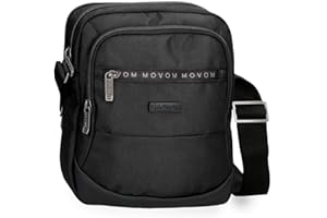 Movom Buster Borsa a tracolla portatile Due scomparti nero 22x27x10 cm Poliestere con dettagli in pelle sintetica by Joumma Bags, Nero, Borsa a tracolla portatile a due scomparti