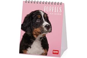 Legami - Calendario da Tavolo 2026, Puppies, Calendario da Scrivania, 12 Mesi e Planner Annuale, in 6 Lingue, Segni zodiacali, Festività internazionali, 12 x 14.5 cm