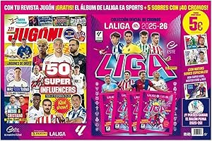 Panini Pack de Lanzamiento La Liga 2025-2026, Álbum LaLiga EA Sports con 5 Sobres (40 cromos), Revista Jugón, Colección Oficial de Cromos, Cartas Coleccionables para niños, Regalo