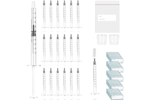 BLSFXROE Kolostrum-Sammelset, 50-teilig, 1 ml Kolostrumspritze mit Schutzkappe, Muttermilchsammler, Stillen mit 4 Messbechern und 52 Aufklebern, Kolostrum-Ernte-Set zum Stillen
