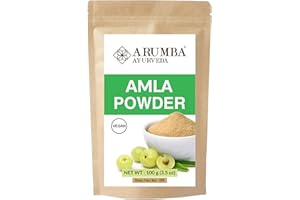 Arumba Ayurveda Amla Powder (Phyllanthus emblica), Indian Gooseberry Powder, Rich in Vitamin C, Vegan, Non-GMO, For Hair and Face Mask, Smoothie Drinks 100 grams