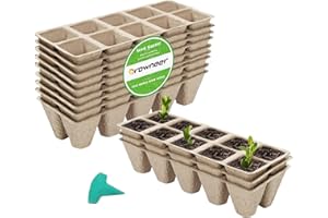 GROWNEER 120 Cells Seed Starter Trays, 12-Pack Biodegradable Seedling Pots Germination Trays, Organic Plant Starter Kit with 15 Pcs Plant Labels