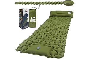 VALEHOWL Materassino Gonfiabile Spesso 10 cm per Campeggio, con Pompa a Pedale e Cuscino, Materasso da Campeggio Ultraleggero per Outdoor e Escursionismo