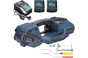 U.S. SOLID Máquina flejadora eléctrica con pantalla LCD para cintas PP PET 13-16mm, 2 x 4000mah bateria automática con pilas para cajas y paletas