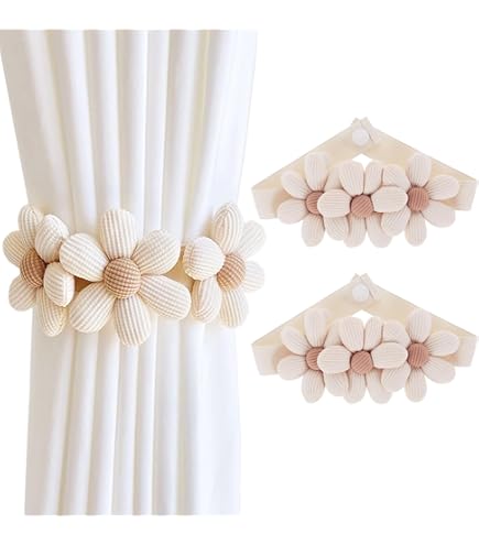 Alzapaños Para Cortinas Qbodp 2 Piezas Clip De Alzapaños De Cortina De Flores Artificiales, Alzapaños Estéticos Para Cortinas, Decoración Del Hogar, Clip De Decoración De Cortinas Para Sala De Estar Alzapaños Para