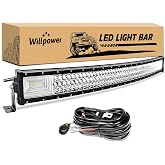Willpower 675W 4x4 LED Arc Bar with Wiring Harness, 52 Inch LED Light Bar for Off Road Truck Car ATV SUV