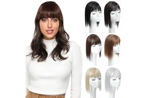 Yamel Hair Toppers for Women 3 Clips in Hair Topper with Bangs Medium Brown 12 Inch Synthetic Wiglets Natural Hairpieces for Thinning Hair