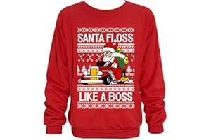 Glimnerize Kids Christmas Sweatshirt Santa Claus Crew Neck Unisex Christmas Jumper Sweater Clothes Red Black 3-12 Years