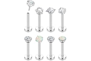 Chriscoco 8 sztuk 18G/20G G23 tytanowy Labret Stadniny bezprzewodowe Push in Lip Piercing nos Stud Lip Bar Tragus Helix Piercing do nosa Monroe Medusa Labret Piercing biżuteria