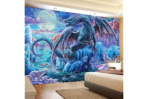 XCSLH Tapisserie Murales,Animaux De Grande Taille Tapisserie Creative Dragon 3D Art Imprimé Tenture Murale Tapisserie Tapis De Yoga Couverture Plage Mur Tissu Nordique Décor À La Maison, 130Cmx150Cm