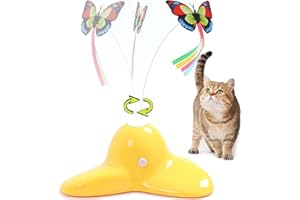 Vealind - Teaser Giocattolo Interattivo per Gatti con Farfalla Rotante a 360°, colore: Giallo