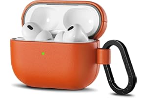 ORNARTO Compatible for AirPods Pro 3 Case (2025),Full Protective Leather Cover with Carabiner for AirPods Pro 3nd Generation,Front Visible LED-Cosmic Orange