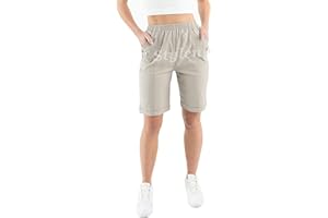 URBAN STITCH Womens Shorts with Pockets Lightweight Elasticated Summer Easy Care Ladies Travelling Pull on Comfy Lounge Shorts Plus Size