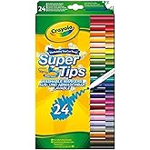 CRAYOLA SuperTips Washable Markers - Assorted Colours (Pack of 24) | Premium Felt Tip Pens That Can Easily Wash Off Skin & Cl