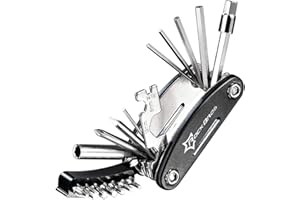 ROCKBROS Mini Outil 19 en 1 Multifonctionnel Ensemble Multitools Portable Léger Combinaison Entretien Clé Allen 1/2/3/4/5/6mm Compact Tournevis Torx Fente Réparation Urgence Domestique VTT Vélo Noir