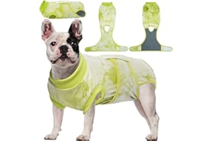 Kuoser Dog Surgery Recovery Suit for After Surgery Female,Professional Pet Recovery Shirt Dog Abdominal Wounds Bandages,Substitute E-Collar & Cone,Prevent Licking Dog Onesies （green S）